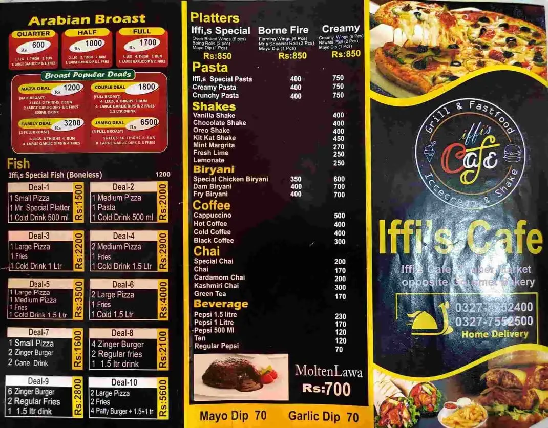 Iffi cafe pasrur menu page 1